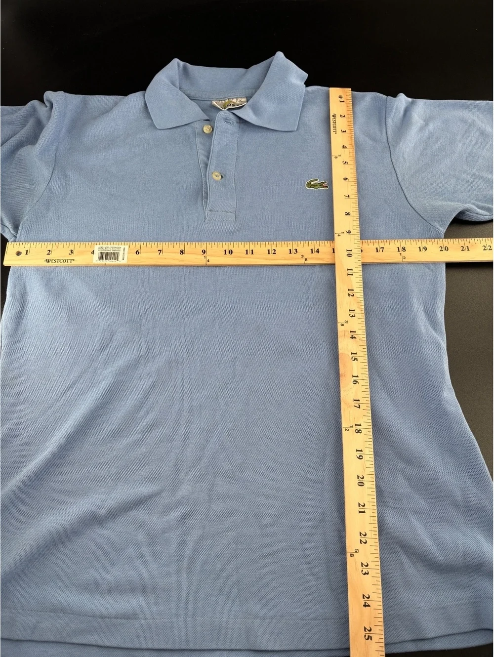 Lacoste Vintage Pique Polo Mens M Light Blue Classic Crocodile Logo - Picture 4 of 4